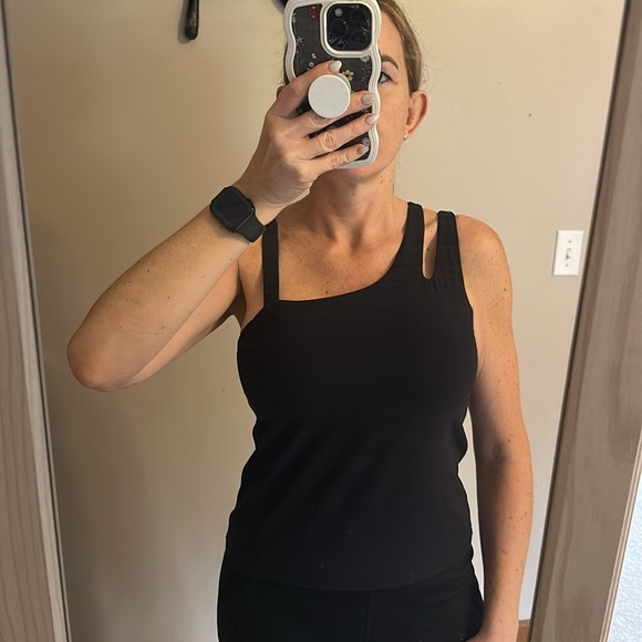 Athletic Black One-Shoulder Top - Picture 3 of 4